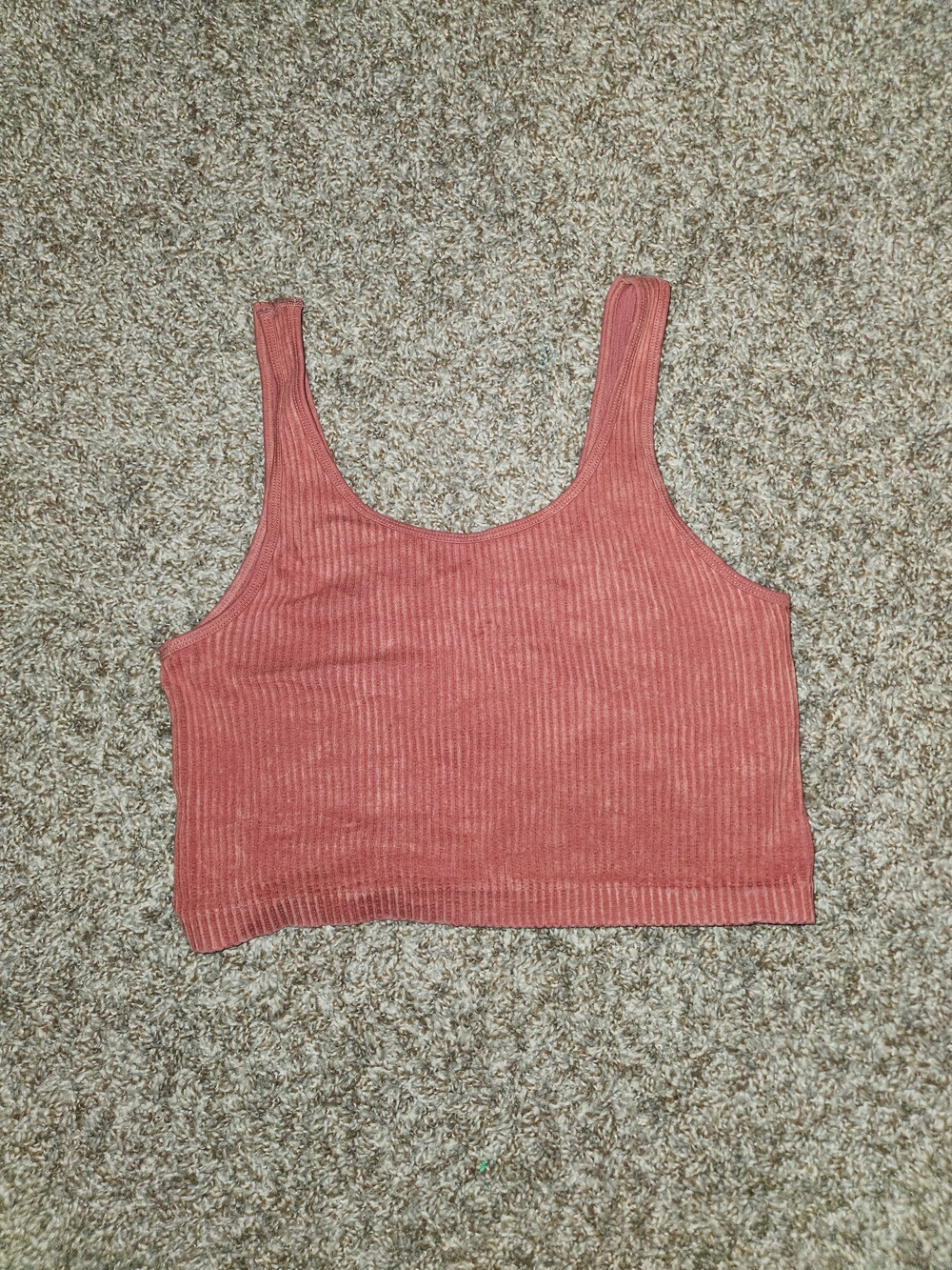 Aeropostale Ribbed Stone Washed Crop Tank Top - Dusty Rose